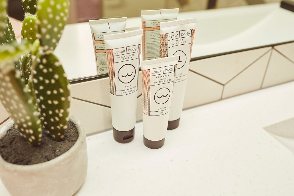 frank body product in the bathroom